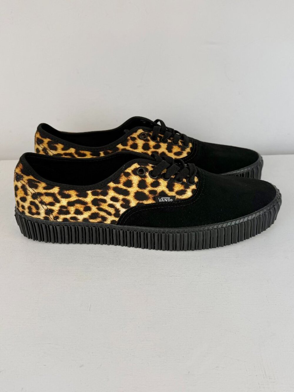 Men's 13 - VANS Authentic Creeper Leopard Black Canvas Suede Sneaker